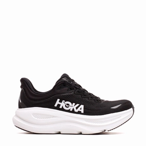Premium Leather Hoka One One Men Bondi 9 Black White 1162011-BWHT