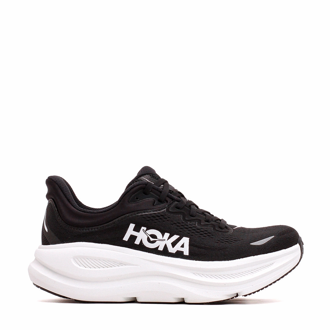 Premium Leather Hoka One One Men Bondi 9 Black White 1162011-BWHT