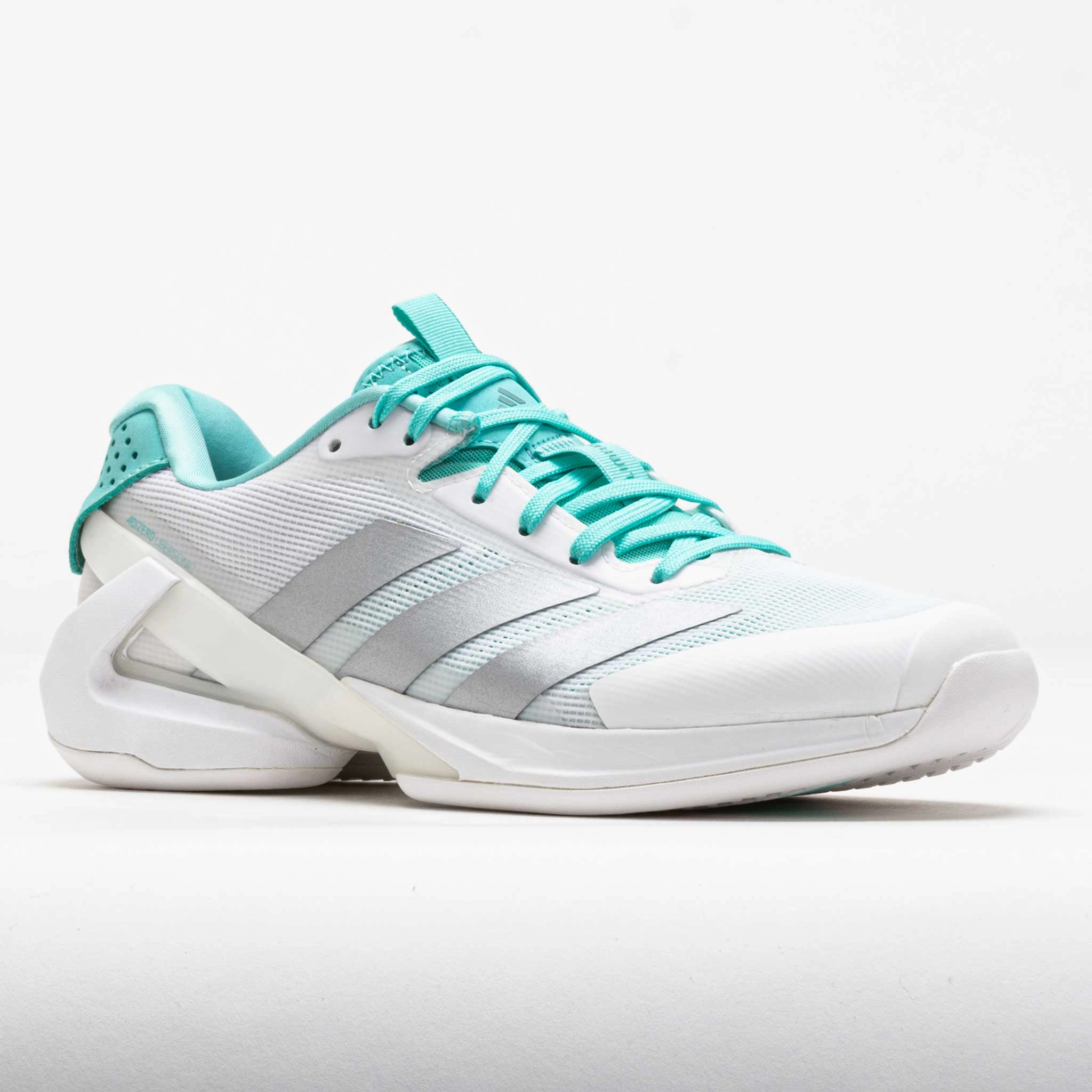 adidas Adizero Ubersonic 5 Women's White/Silver Metallic/Mint Ton Backpacking Laces