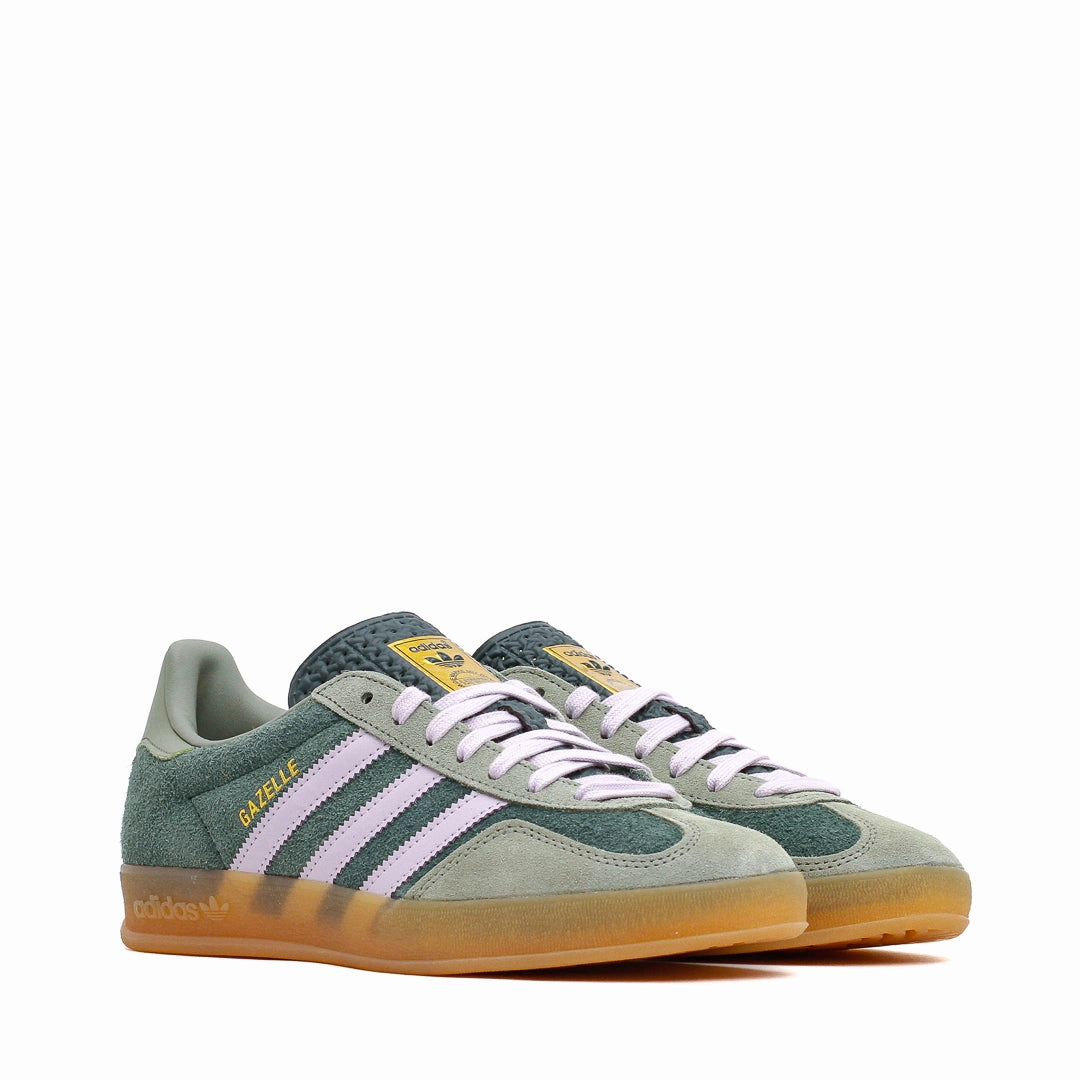 Adidas Men Gazelle Indoor Mineral Green Silver JI0323 Round Toe
