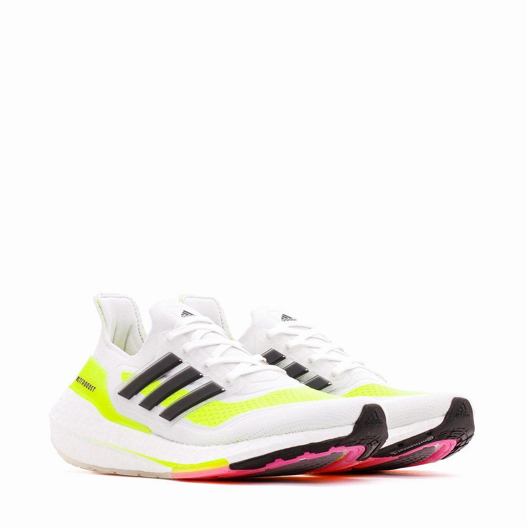 Adidas Running Women Ultraboost 21 White Black Yellow FY0401 Casual