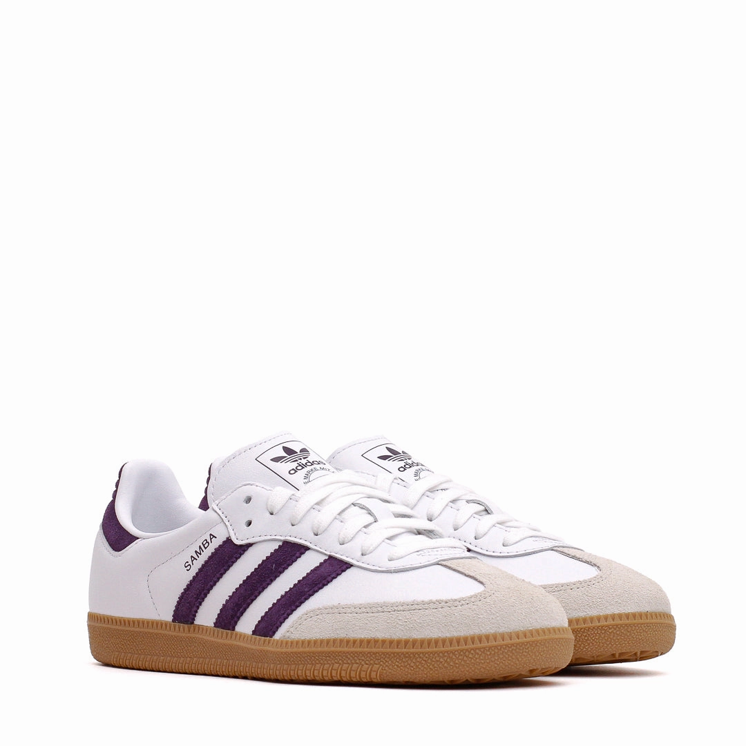 Adidas Women Samba OG White Alumina Aurora Plum JS1392 Lightweight Design