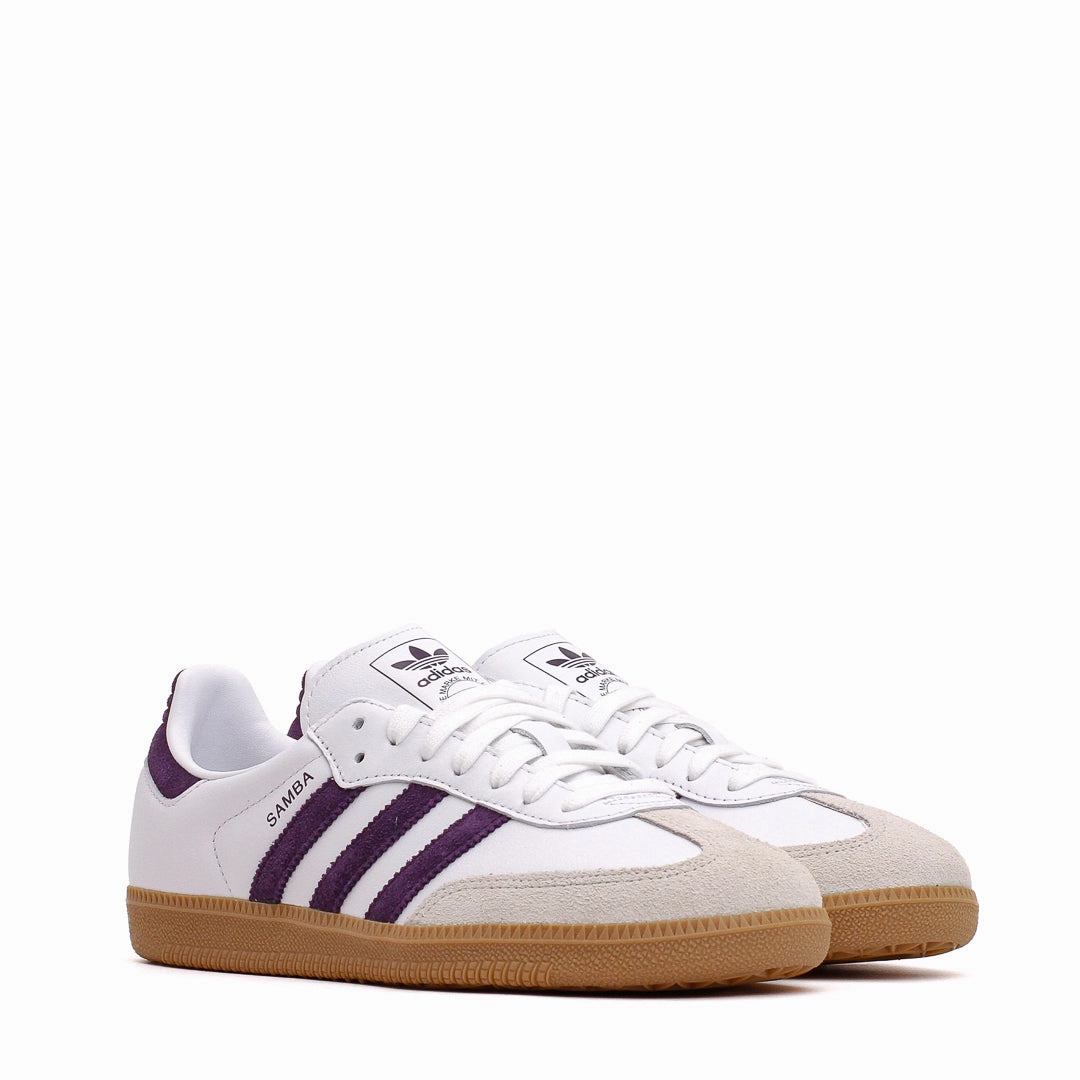 Adidas Women Samba OG White Alumina Aurora Plum JS1392 Lightweight Design