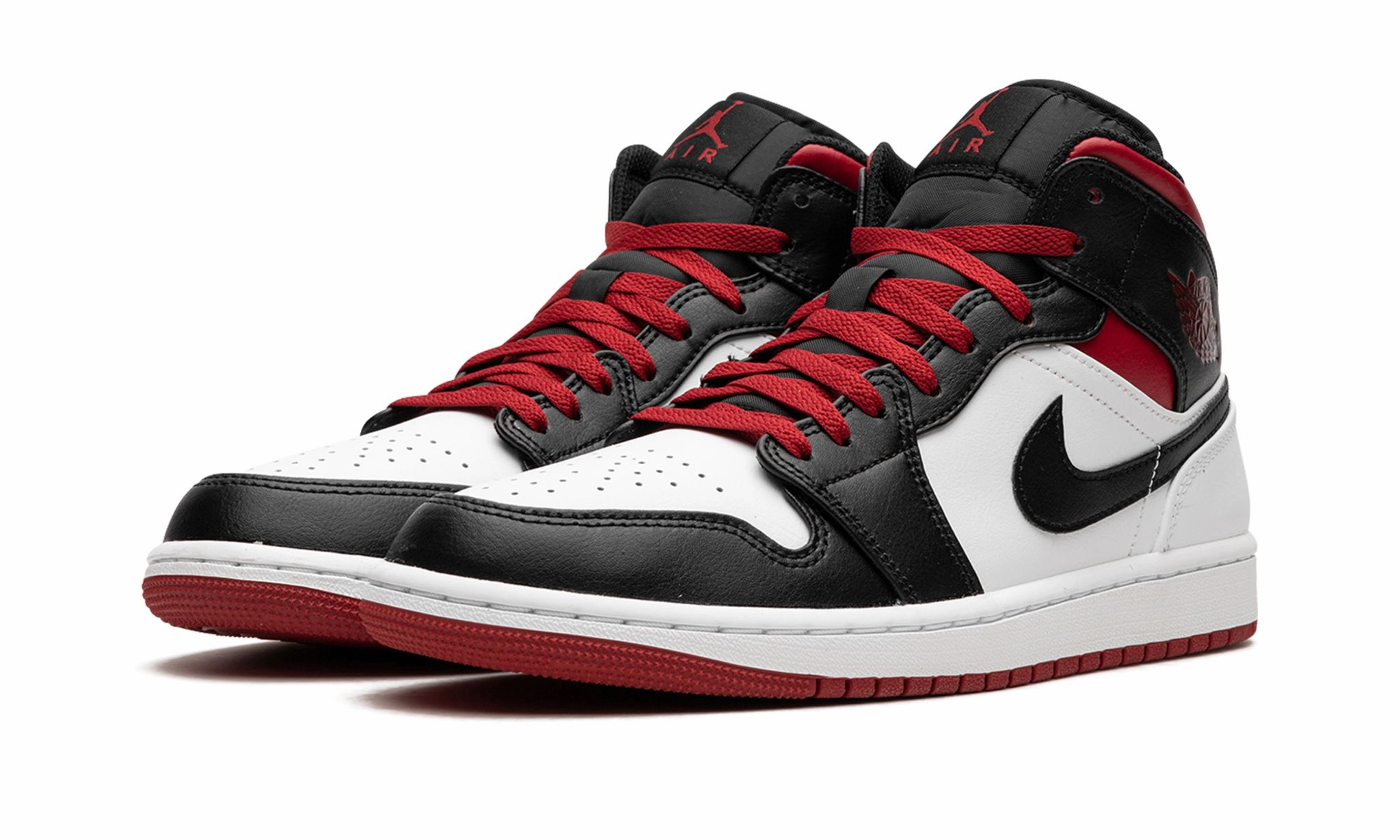 Air Jordan 1 Mid Black Toe White Gym Red Seamless Style