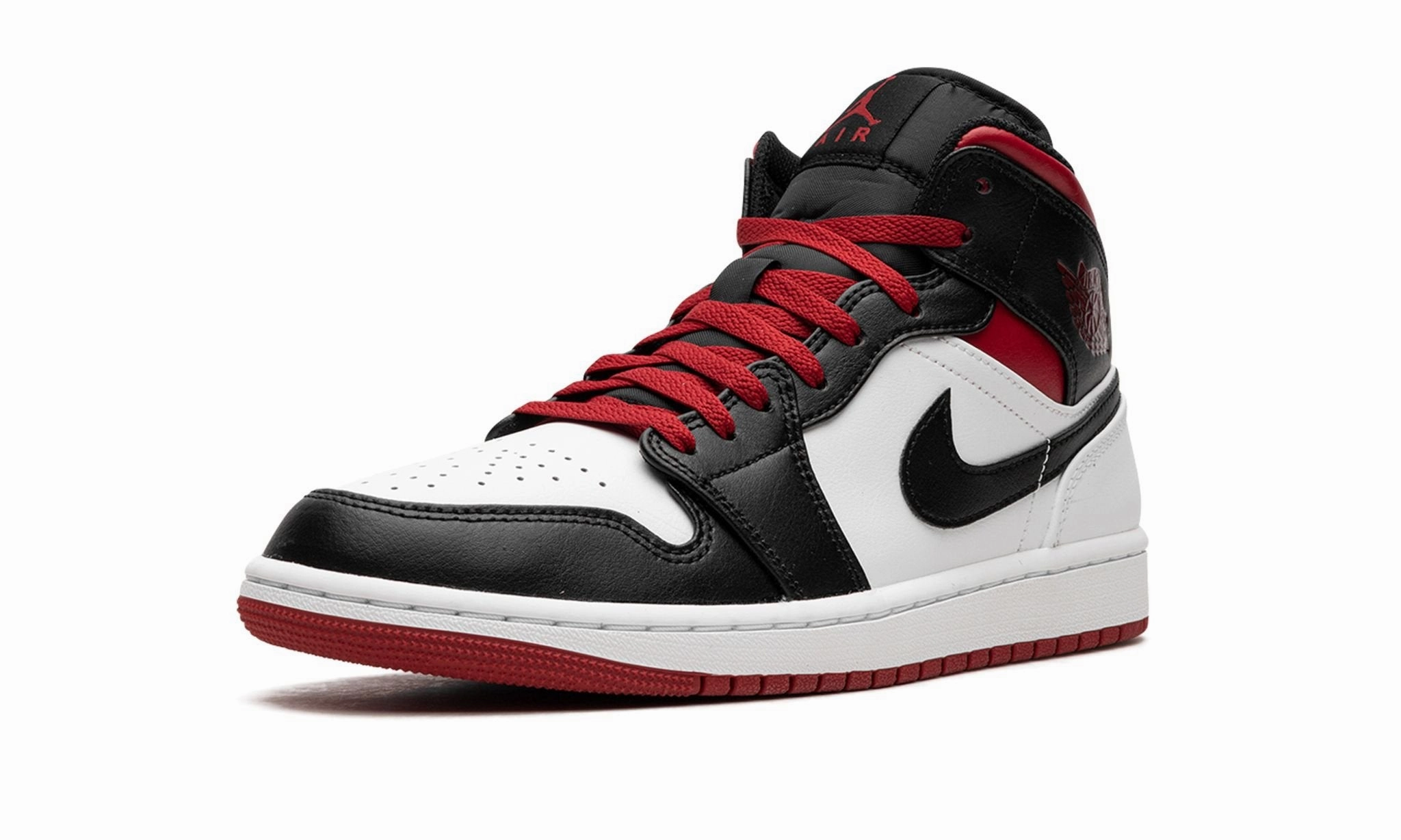 Air Jordan 1 Mid Black Toe White Gym Red Seamless Style
