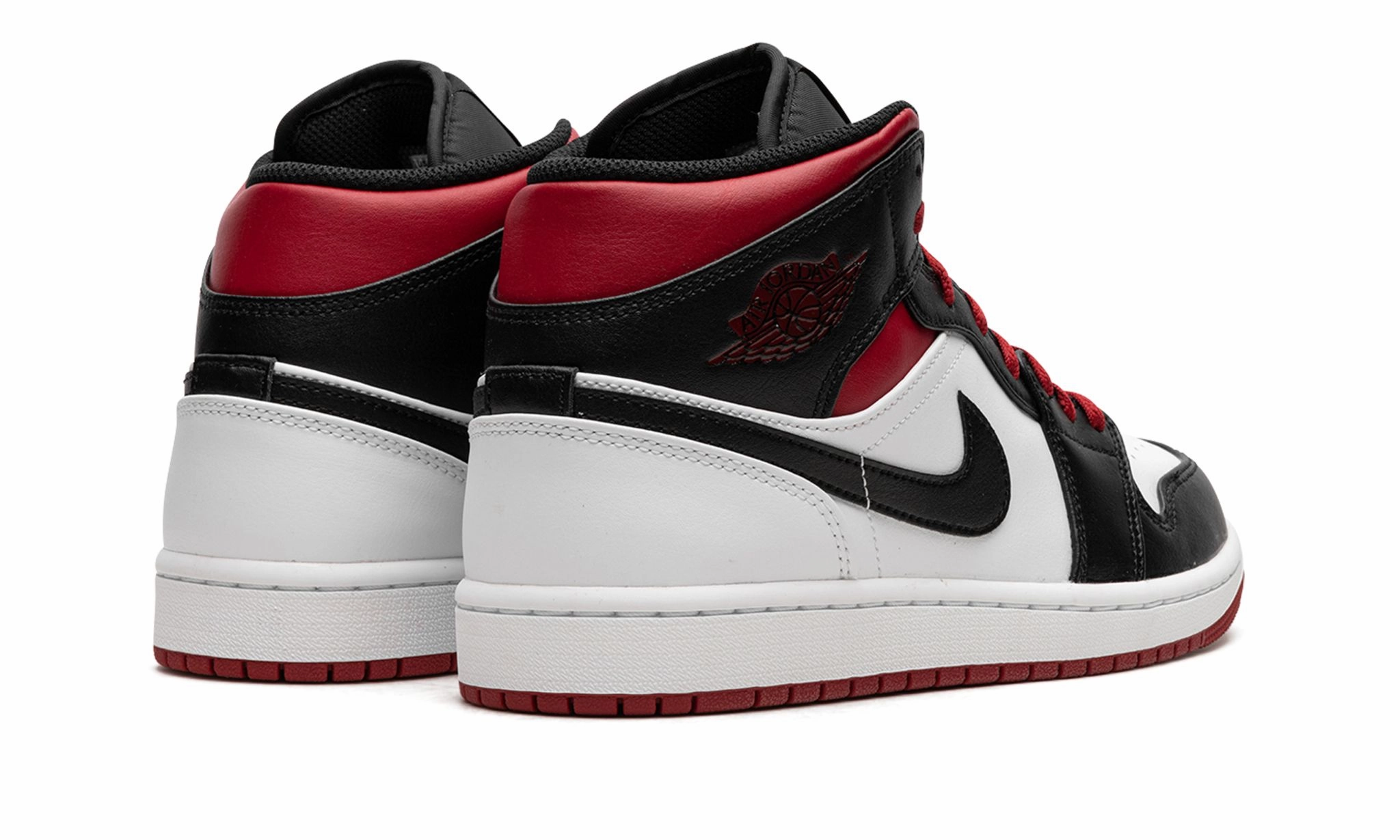 Air Jordan 1 Mid Black Toe White Gym Red Seamless Style