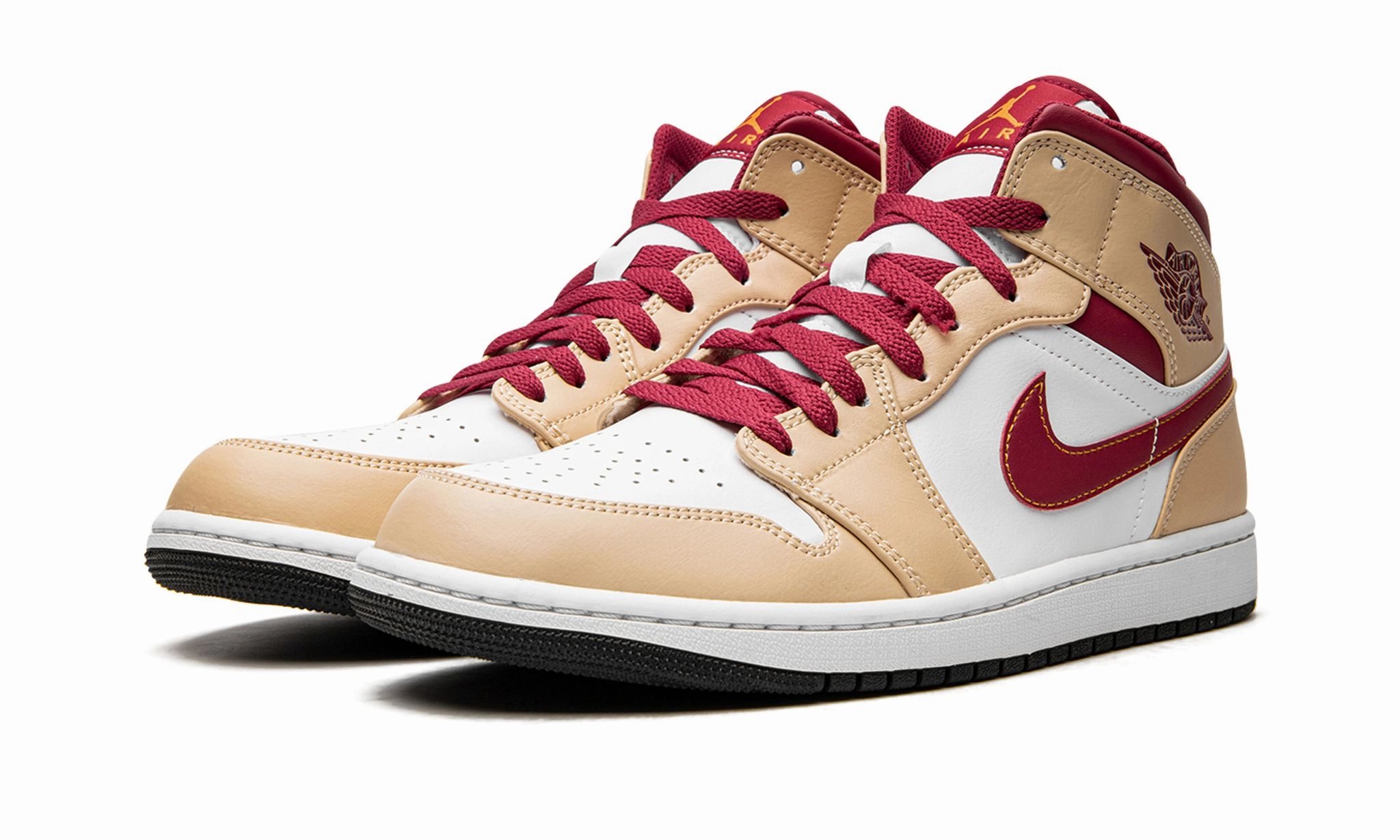 Air Jordan 1 Mid Light Curry Cardinal Red Everyday Wear Fit