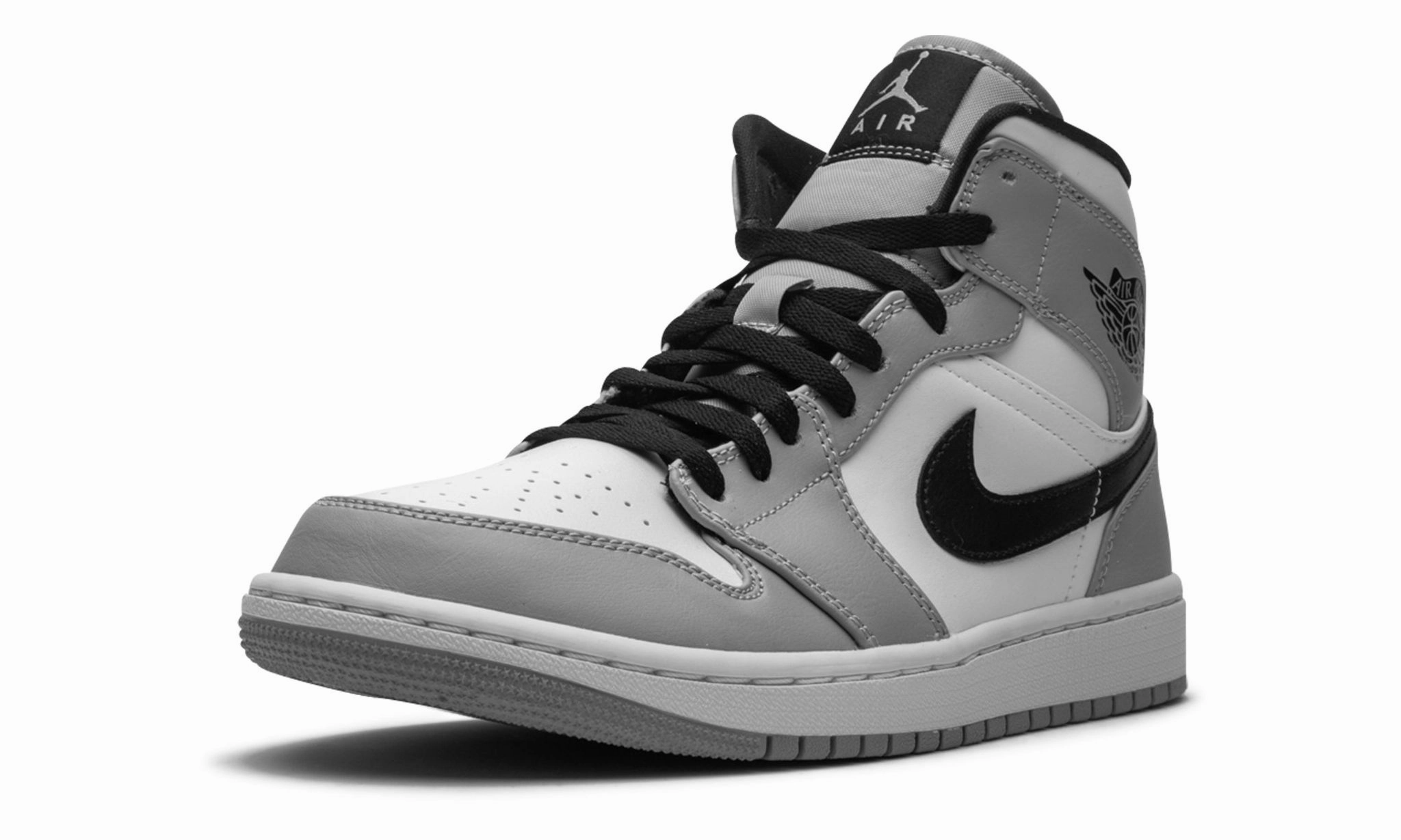 Air Jordan 1 Mid Light Smoke Grey Sleek upper