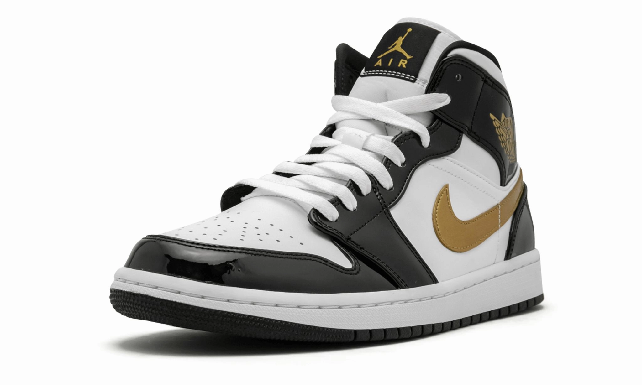 Air Jordan 1 Mid Patent SE Black Gold Ride Smooth Base