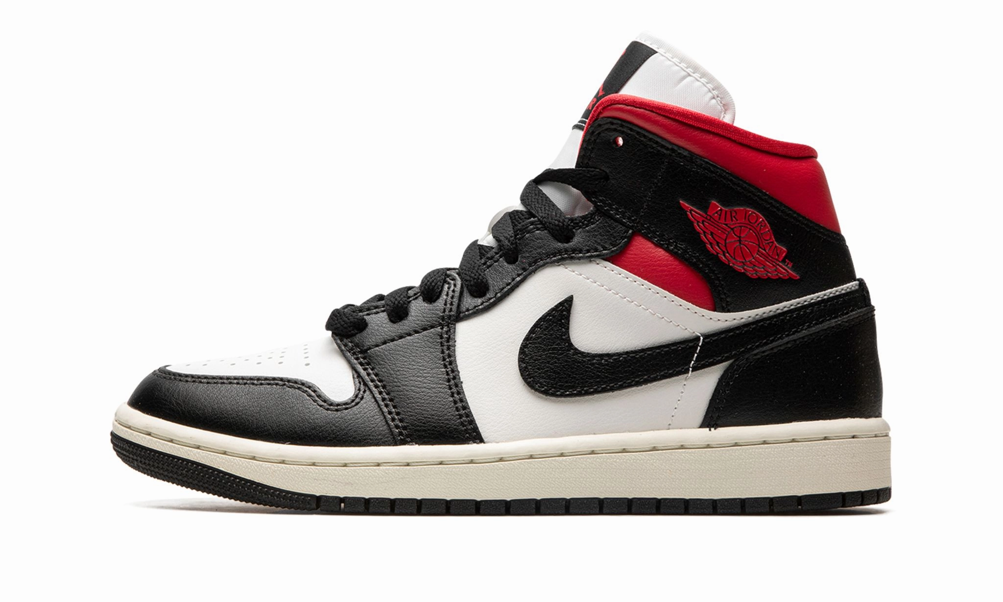 Refined Look Neutral Wear Air Jordan 1 Mid Black Gym Red