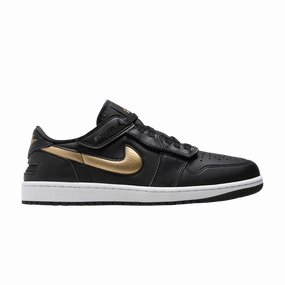 Air Jordan 1 Low FlyEase 'Black Metallic Gold' Ridge Jog