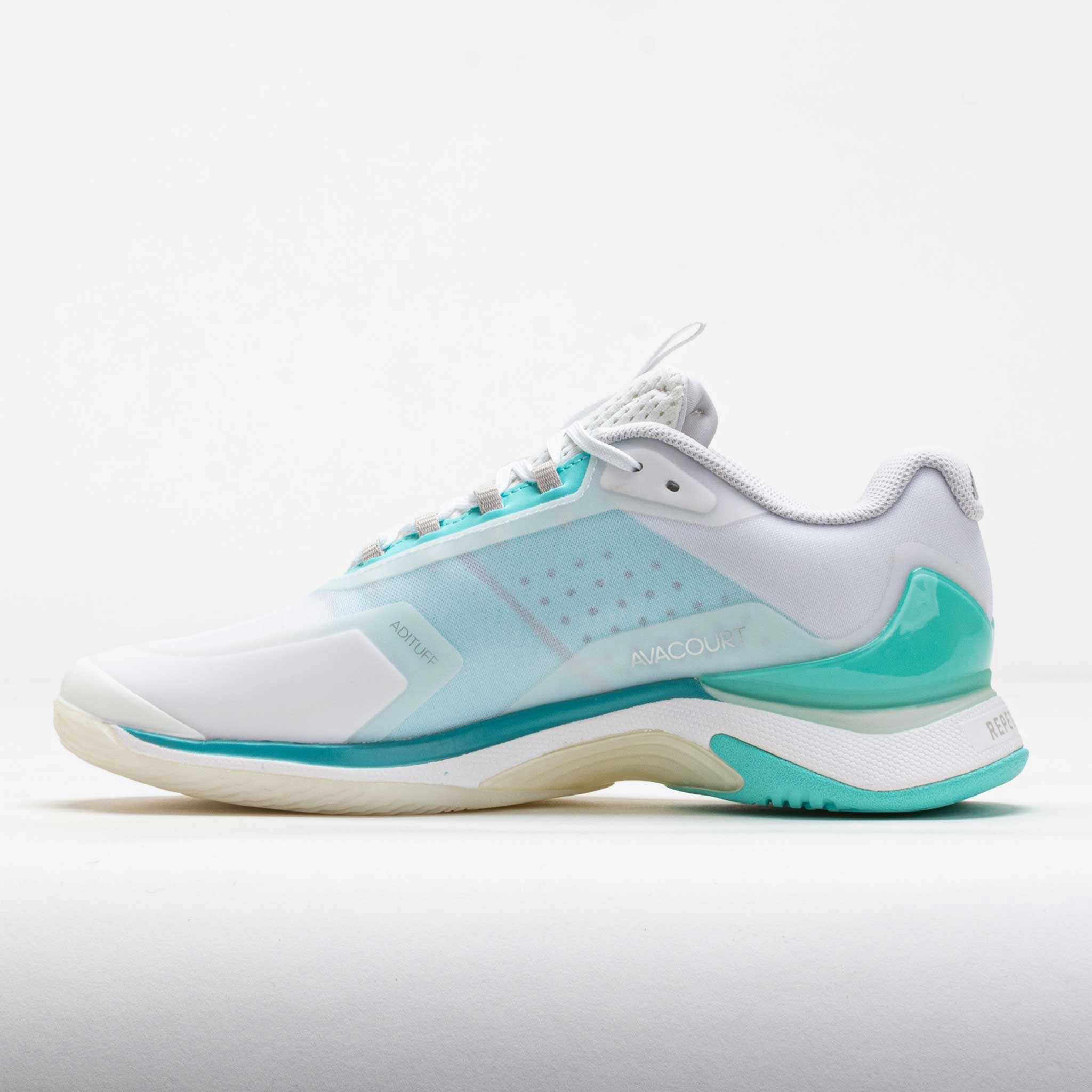 Anti-Fatigue adidas AvaCourt 2 Women's White/Silver metallic/Flash Aqua