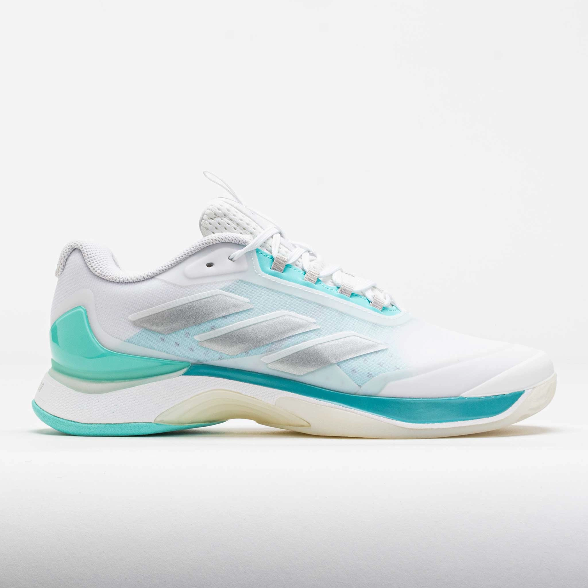 Anti-Fatigue adidas AvaCourt 2 Women's White/Silver metallic/Flash Aqua