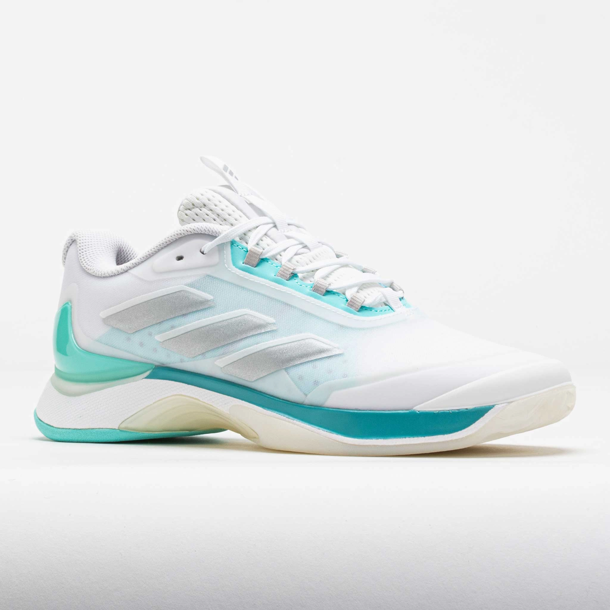 Anti-Fatigue adidas AvaCourt 2 Women's White/Silver metallic/Flash Aqua