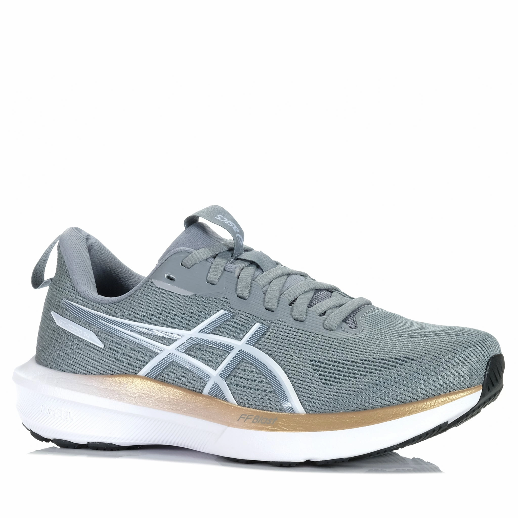 flexible fabric shoe stuff Asics GT-1000 14 (D) Womens Gravel/White