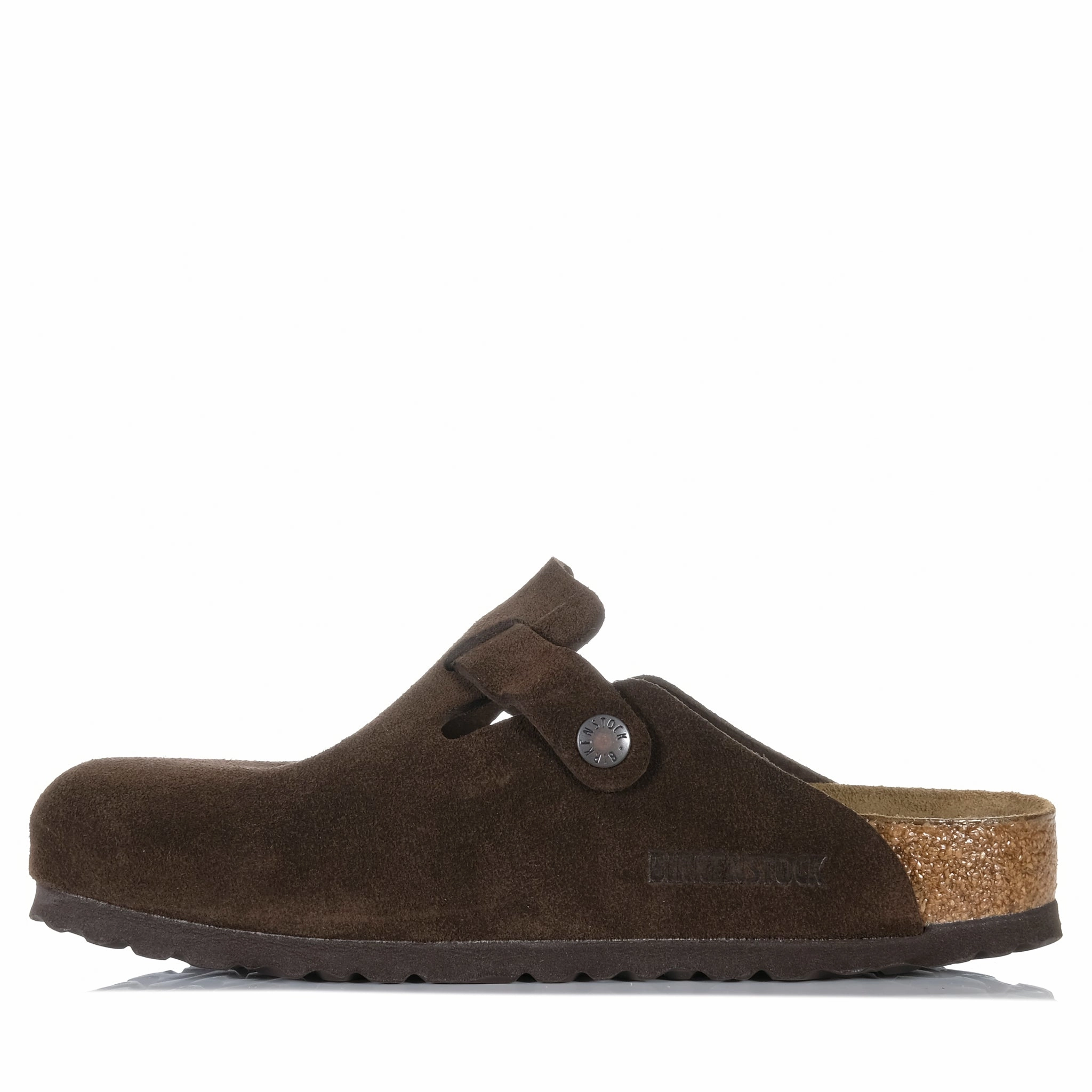 Birkenstock Boston Soft Footbed Suede Leather (Regular) Mocha Iconic Platform Heels