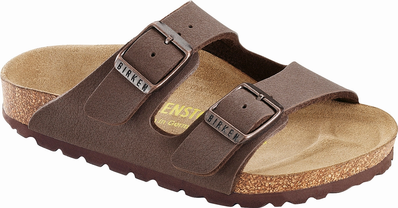 Birkenstock Kids Arizona Birko-Flor Nubuck Mocca - Narrow Bold Heels Sandals