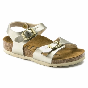 Soft Cushioning Shoes Sun Play Birkenstock Kids Rio Birko-Flor Metallic Gold - Narrow