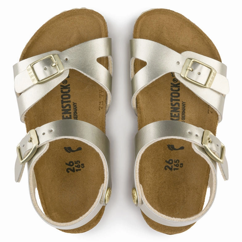 Birkenstock Kids Rio Birko-Flor Metallic Gold - Narrow Stylish Sandals for Any Occasion