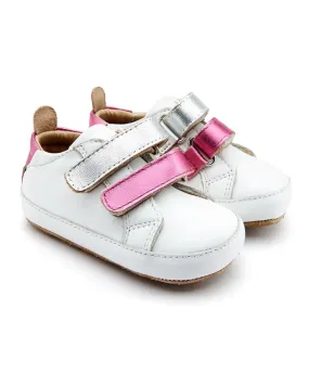 Classy durability Old Soles Baby 2 Straps - Snow/Fuchsia Foil/Silver
