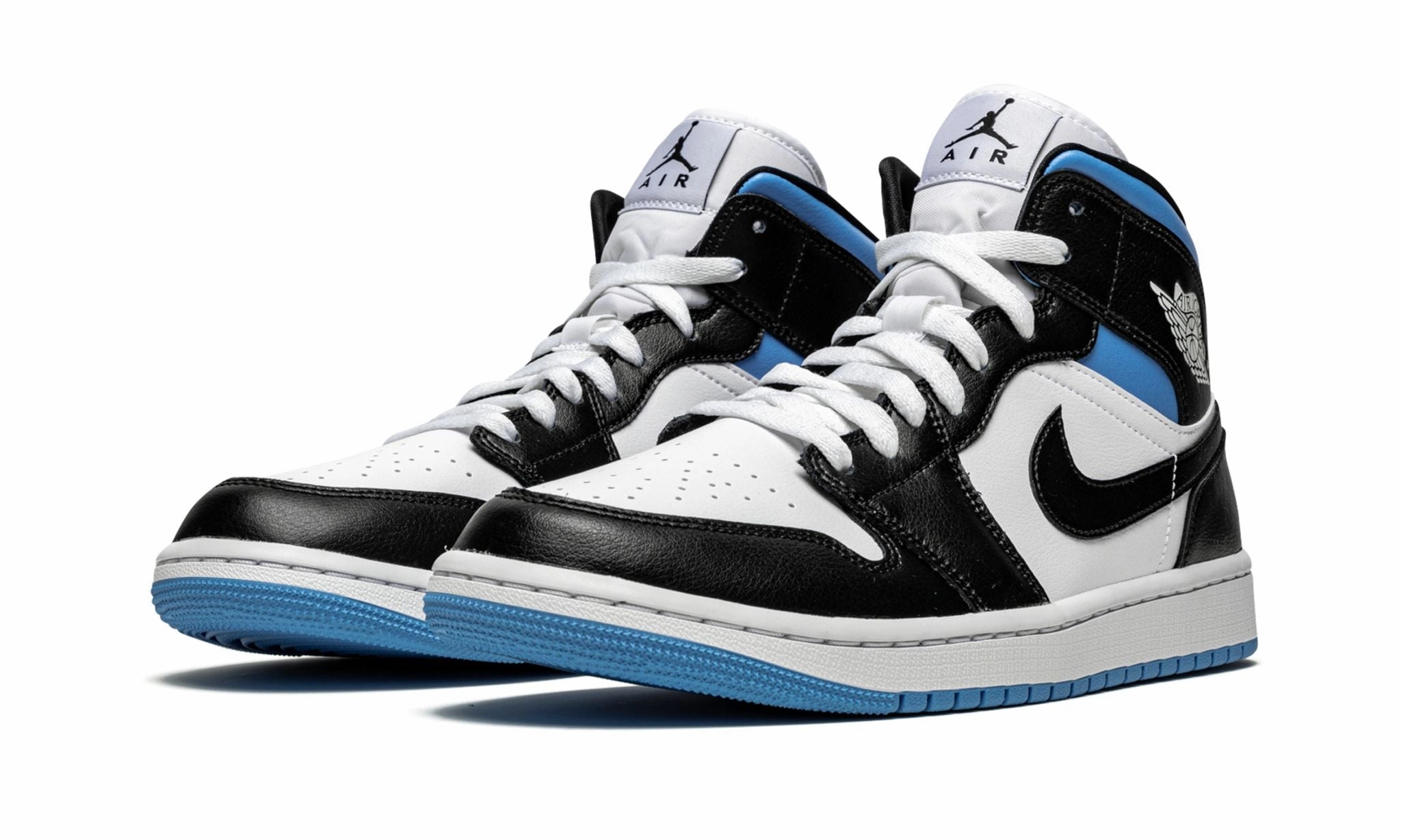 Clean Fit Wmns Air Jordan 1 Mid Black White University Blue