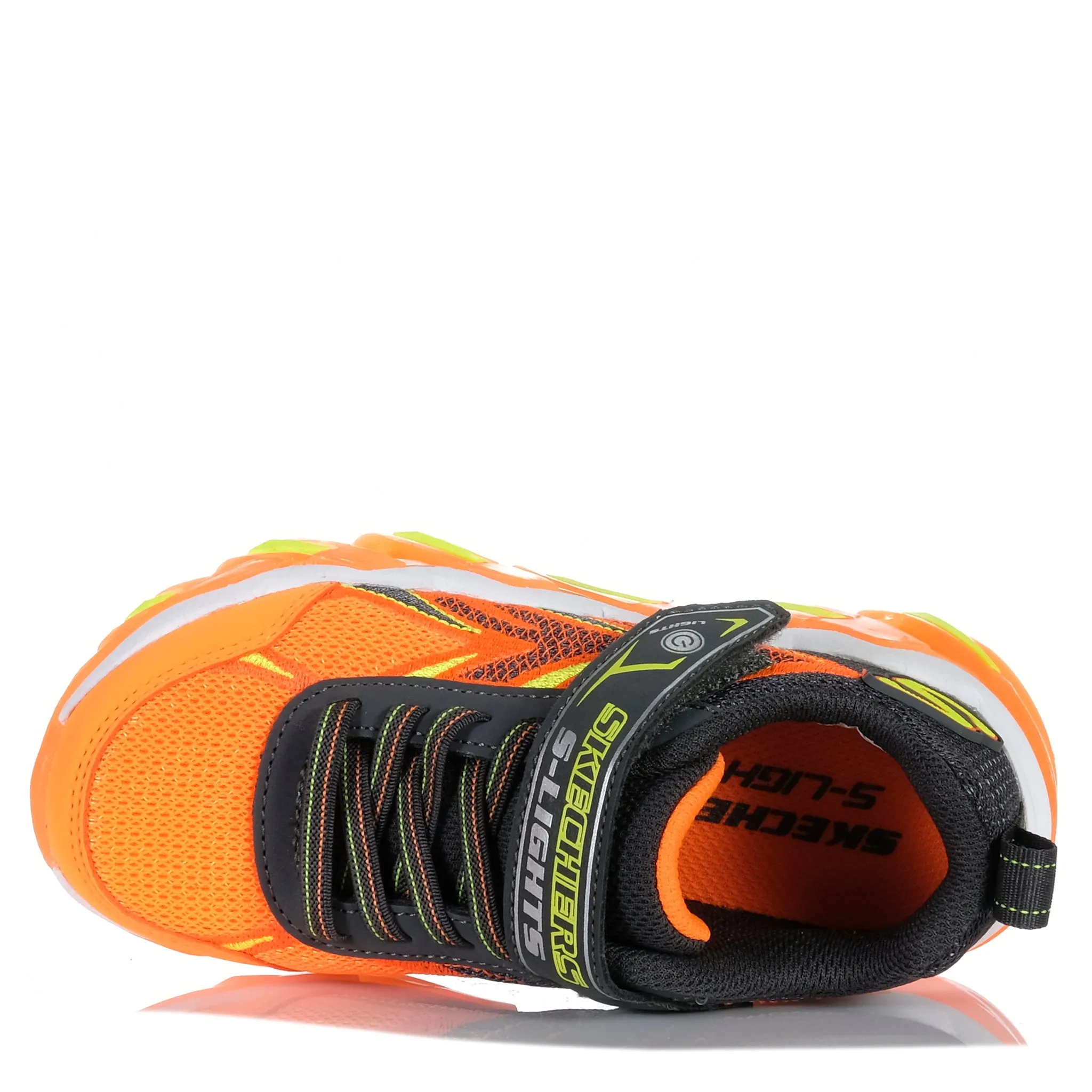 Clear Lines Skechers Kids' S-Lights: Mega Surge 2.0 Orange/Charcoal 400165L
