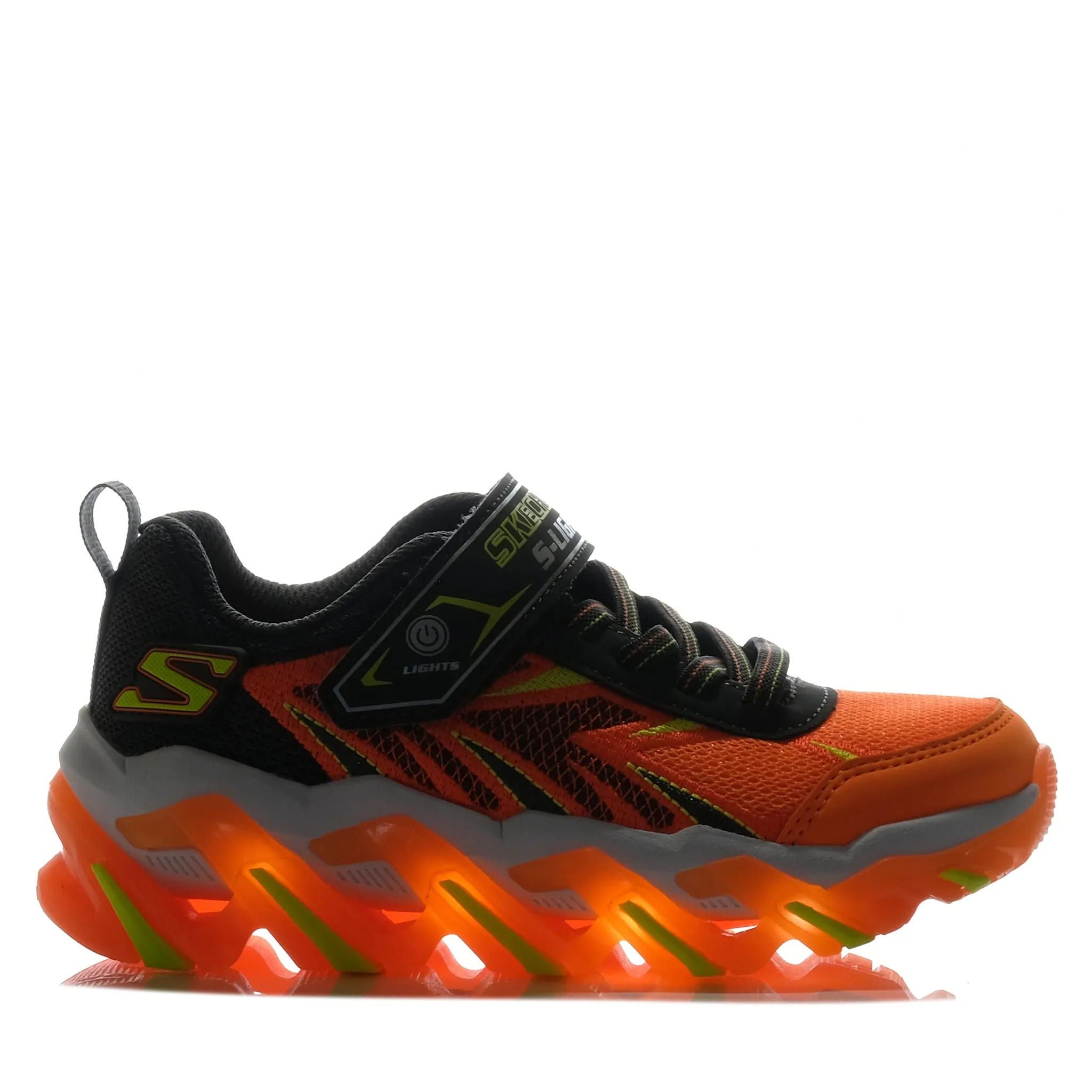 Clear Lines Skechers Kids' S-Lights: Mega Surge 2.0 Orange/Charcoal 400165L