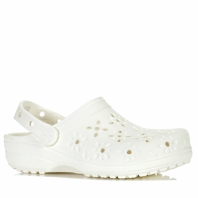 Comfy Wear All Fit Crocs Classic Floral Cut Out Clog Chalk