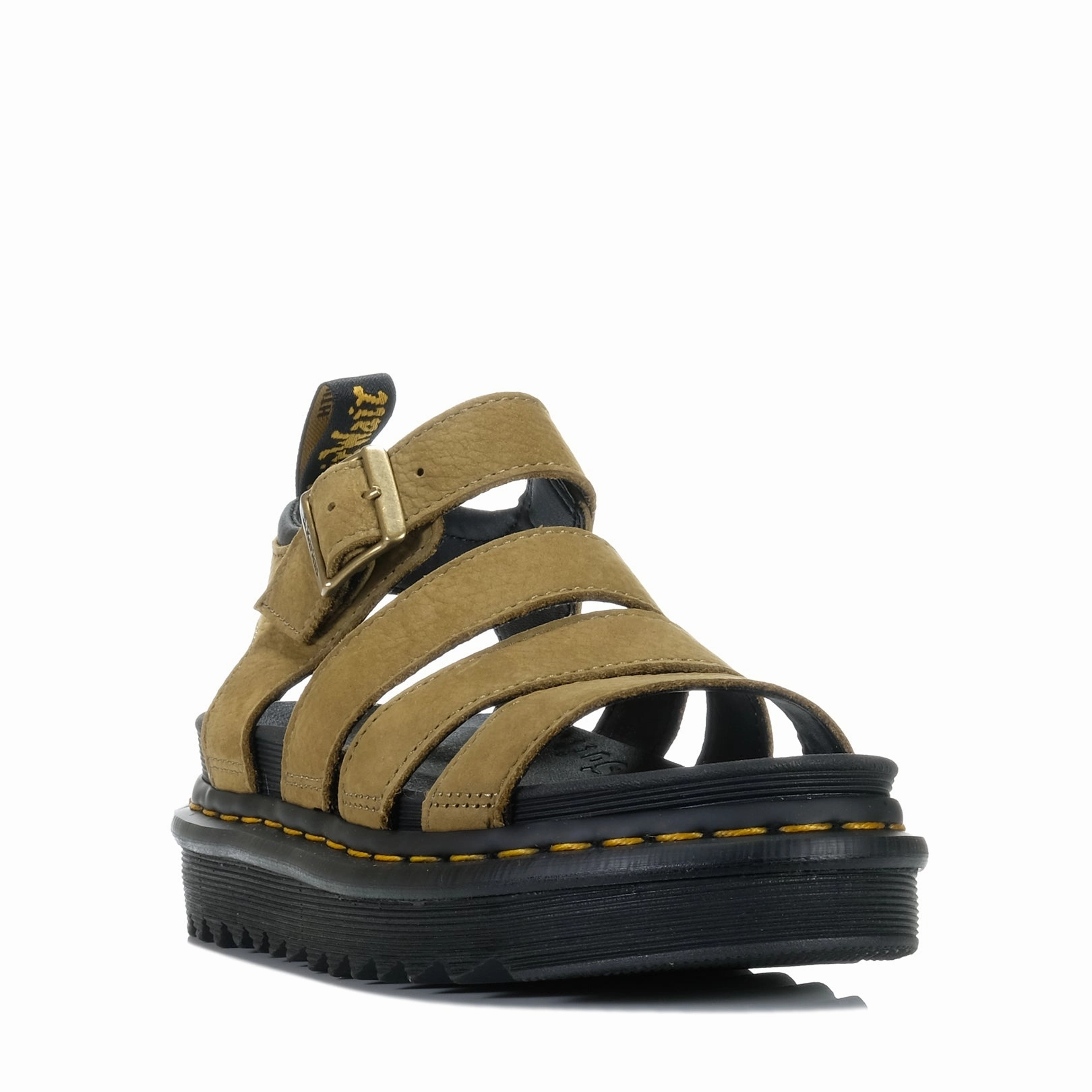 Dr Martens Blaire 3 Strap Muted Olive Tumbled Nubuck Runway Ready