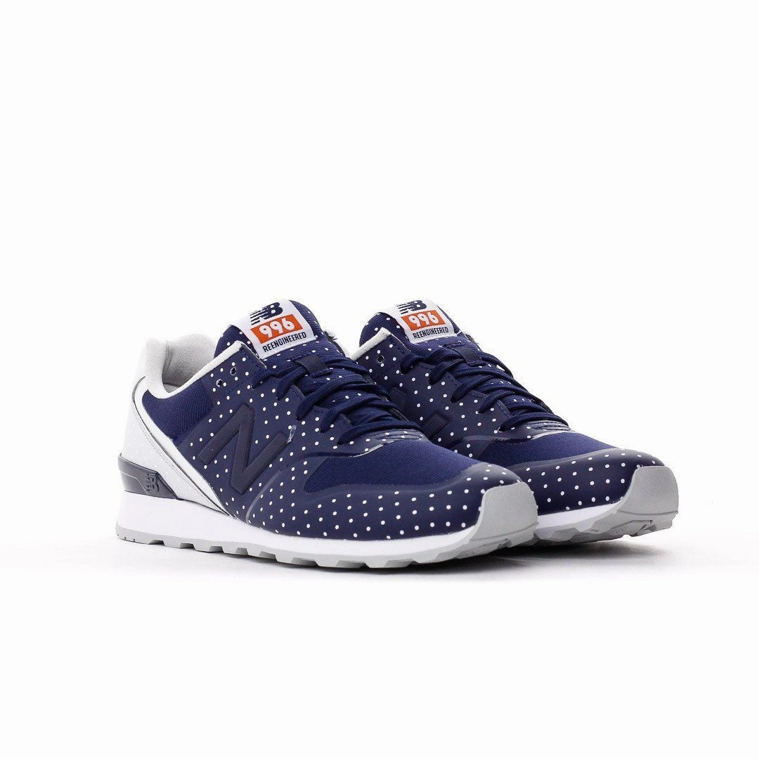 Easy Step-In NEW BALANCE CLASSIC WOMEN BLUE WHITE DOTS RE-ENGINEERED WR996KP