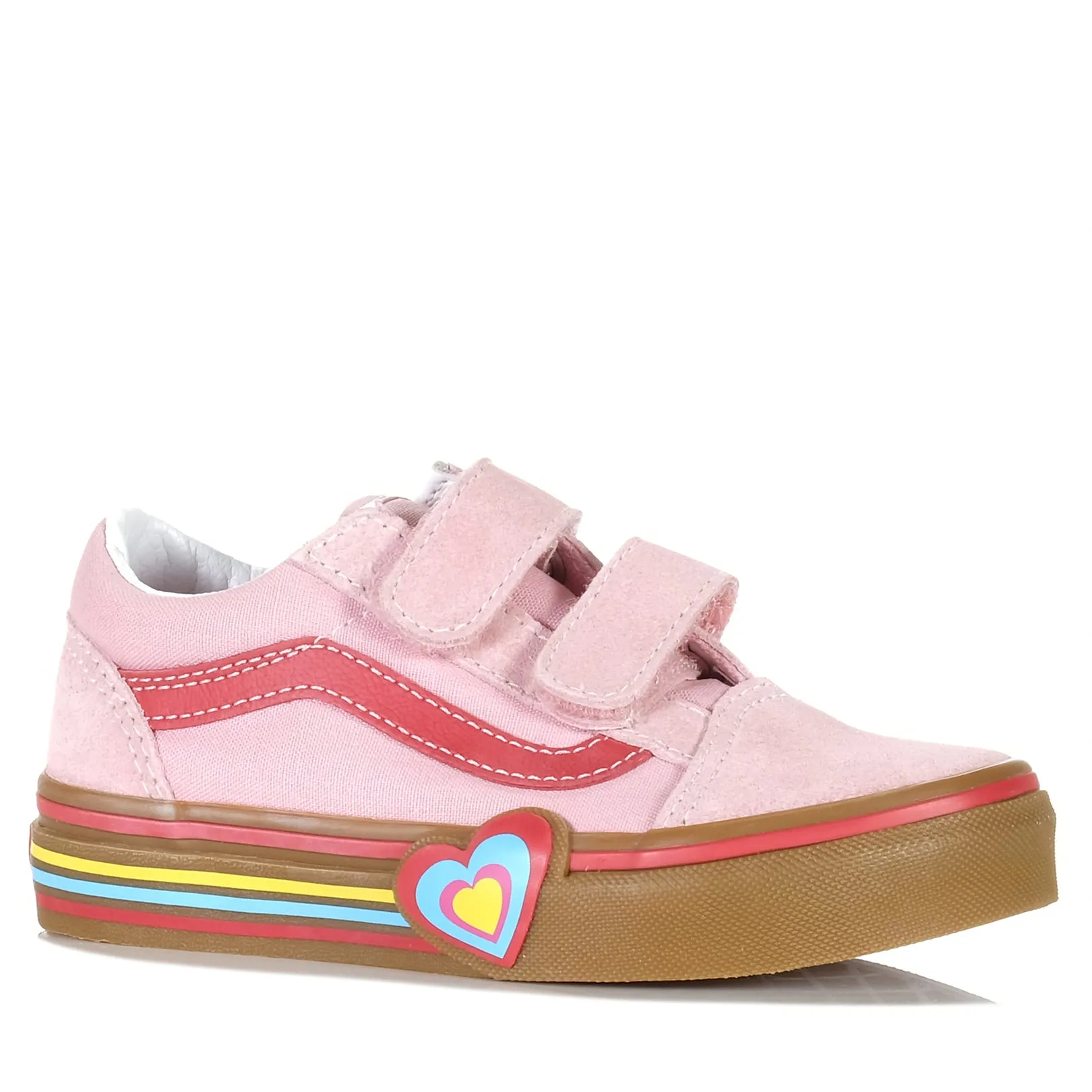 Vans Old Skool V Heart Pink/Multi Strong Grip Machine washable