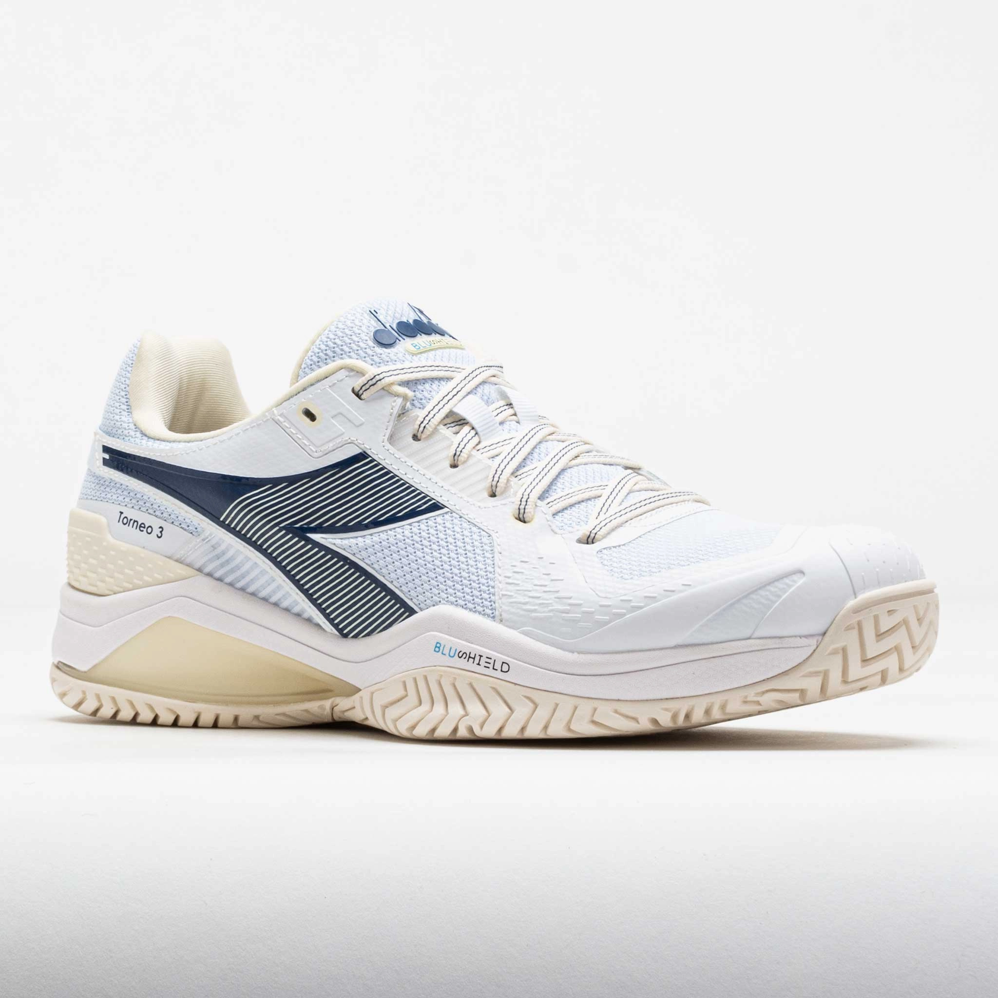 Fit Comfort Diadora Blushield Torneo 3 AG Men's White/Ensign Blue/Whisper White