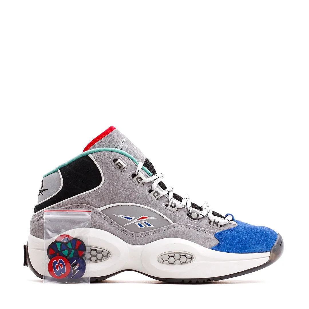 Game-Ready Grip Reebok Classics Basketball Men Question Mid Allen Iverson Draft Night Grey Blue GZ7283