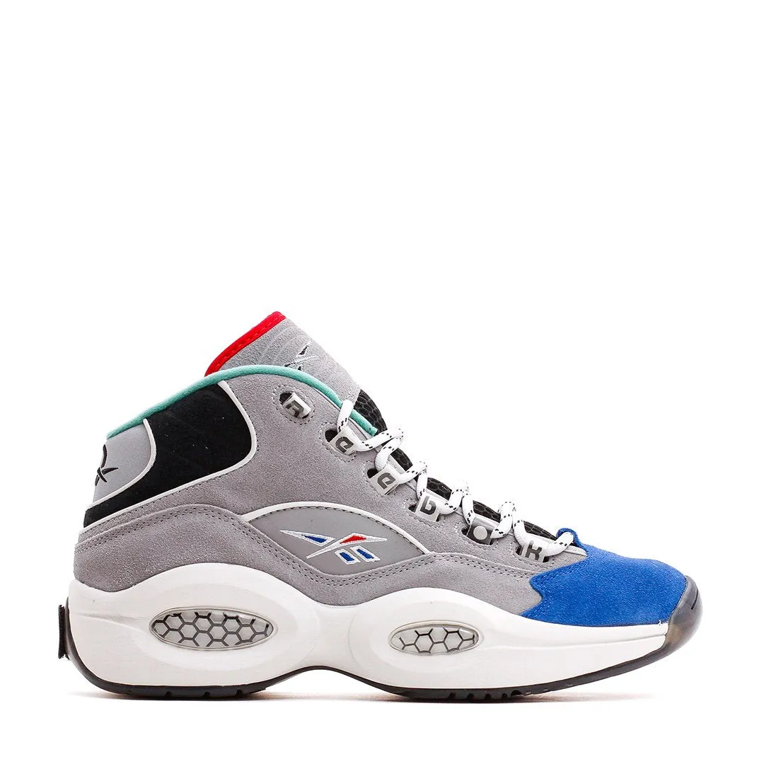 Free Motion Reebok Classics Basketball Men Question Mid Allen Iverson Draft Night Grey Blue GZ7283