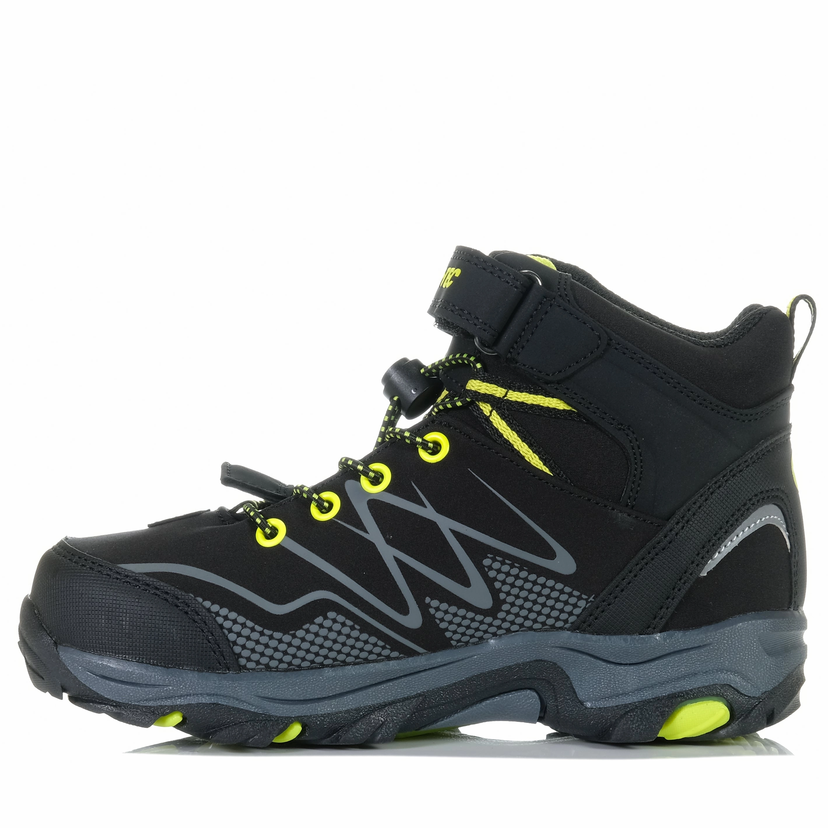 Hi-Tec Blackout Mid Waterproof Junior Black/Lime midsole