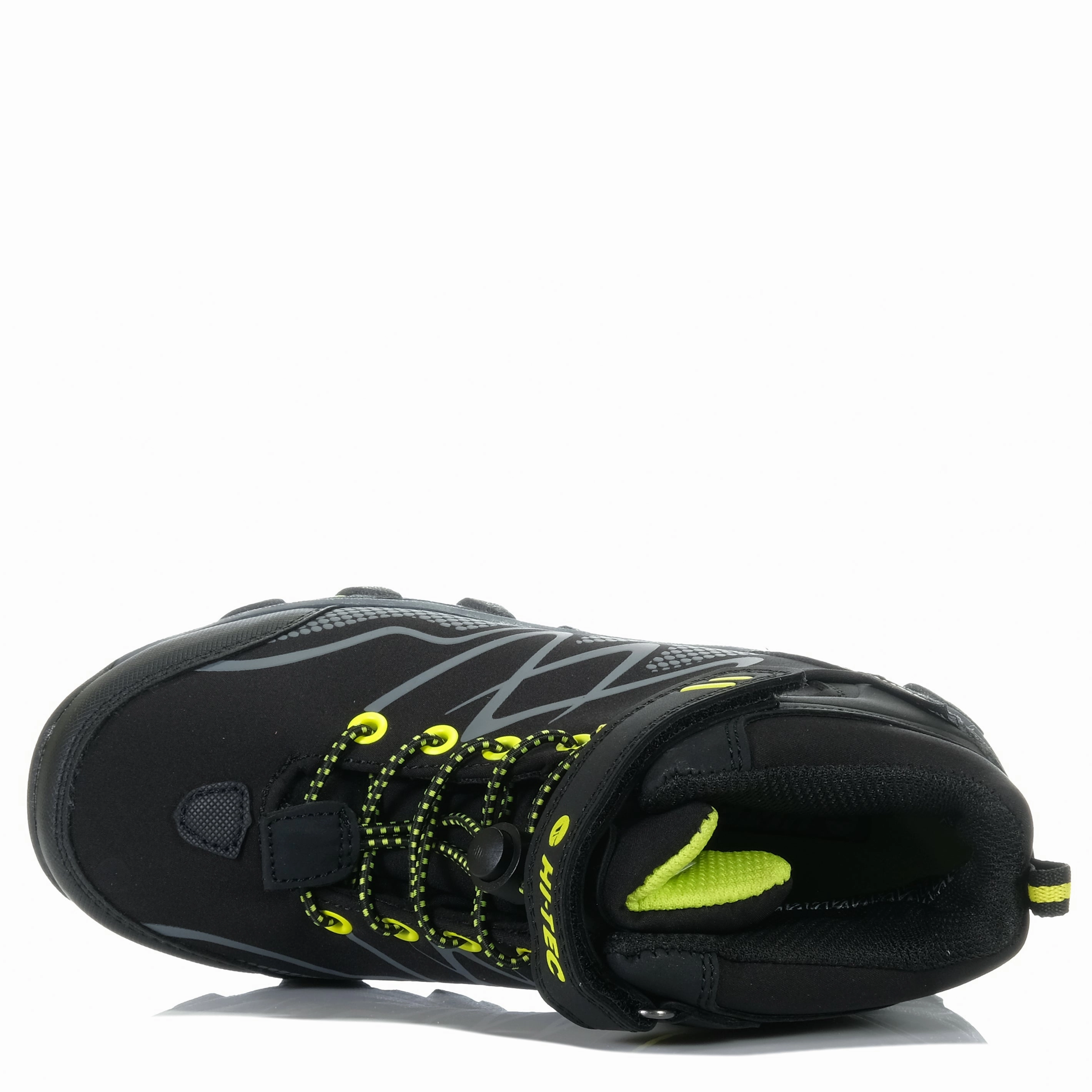 Hi-Tec Blackout Mid Waterproof Junior Black/Lime midsole