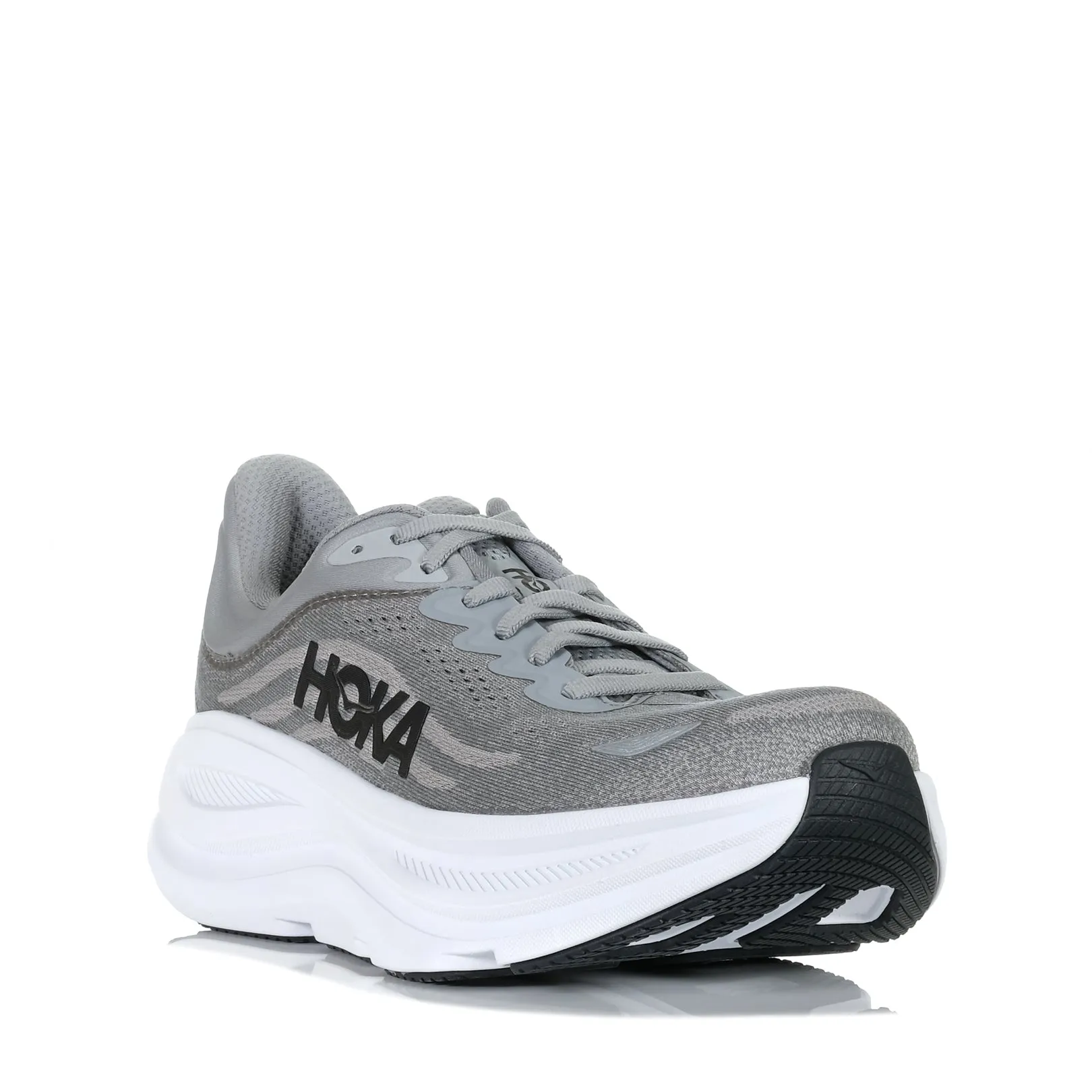 Hoka Bondi 9 (D) Galactic Grey wicking fabric