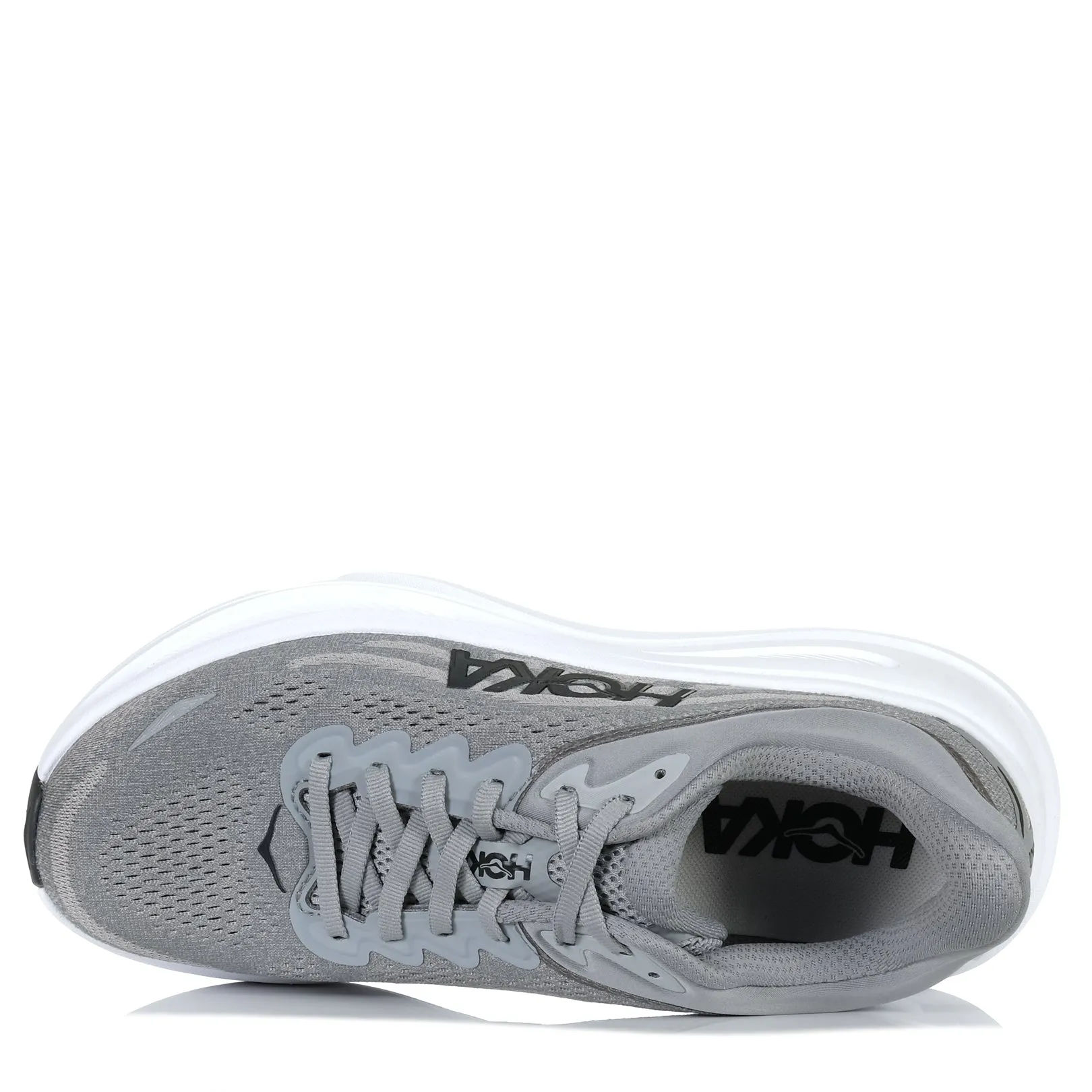 Hoka Bondi 9 (D) Galactic Grey wicking fabric