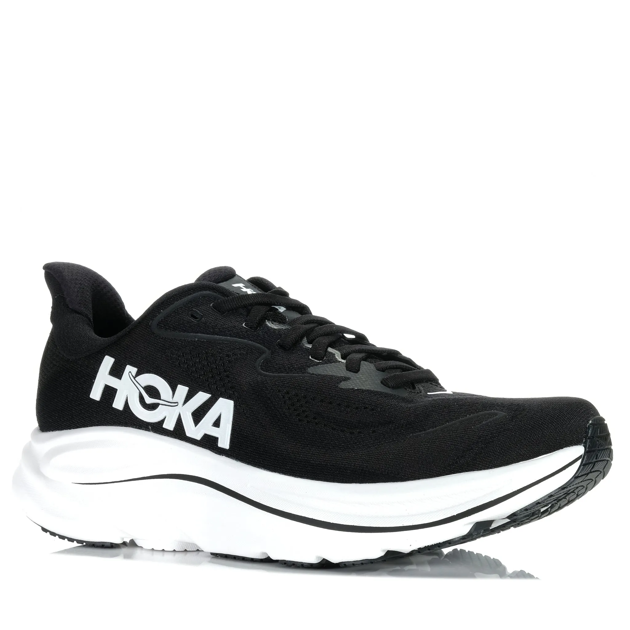 contour heel support shoes Hoka Clifton 10 Wide (2E) Black/White