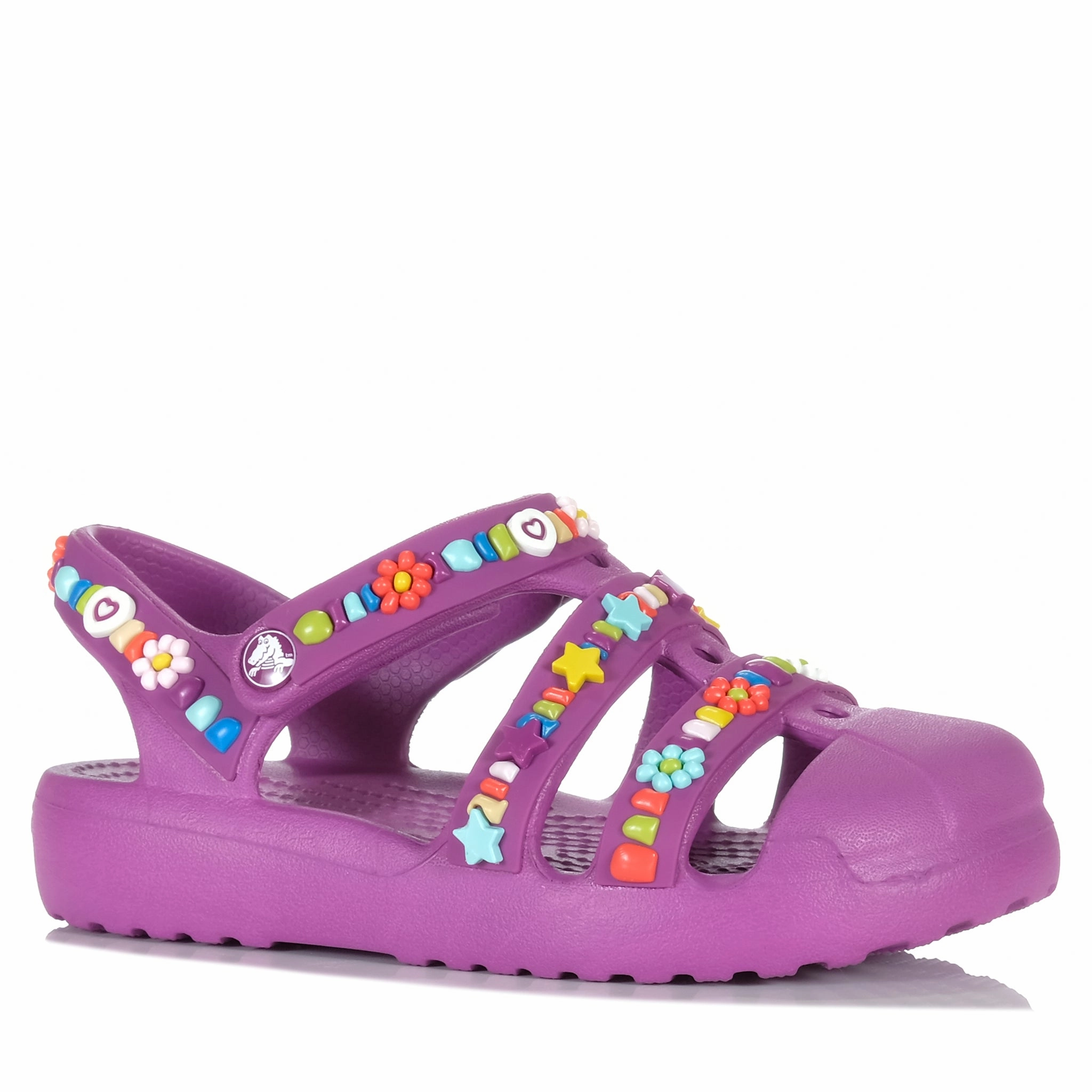 Hugging Shape Crocs Classic Beaded Fisherman Kids Grapeberry