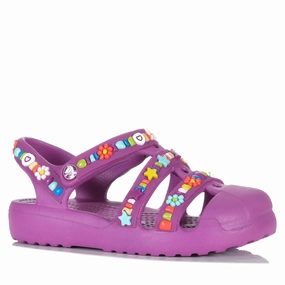Crocs Classic Beaded Fisherman Kids Grapeberry Travel-Ready Comfort