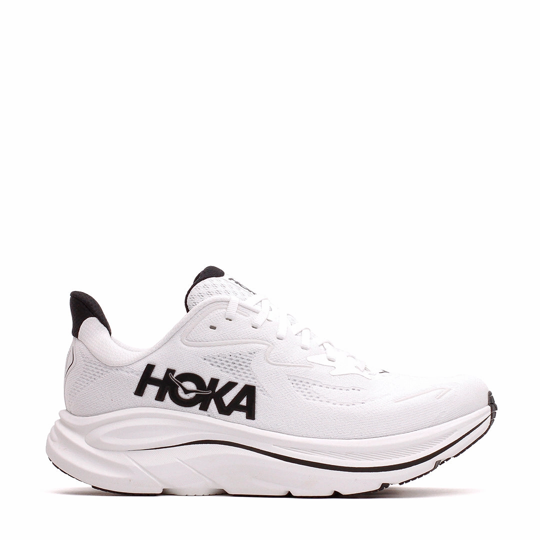 Hoka One One Men Clifton 10 White Black 1162030-WBLC Chic Footwear Port Run