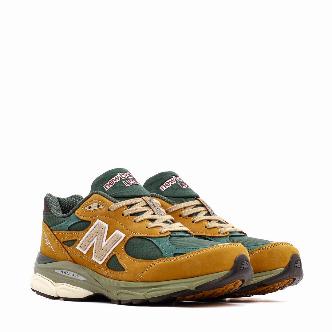 New Balance Men 990v3 Tan Green Made In USA M990WG3 Cool Path