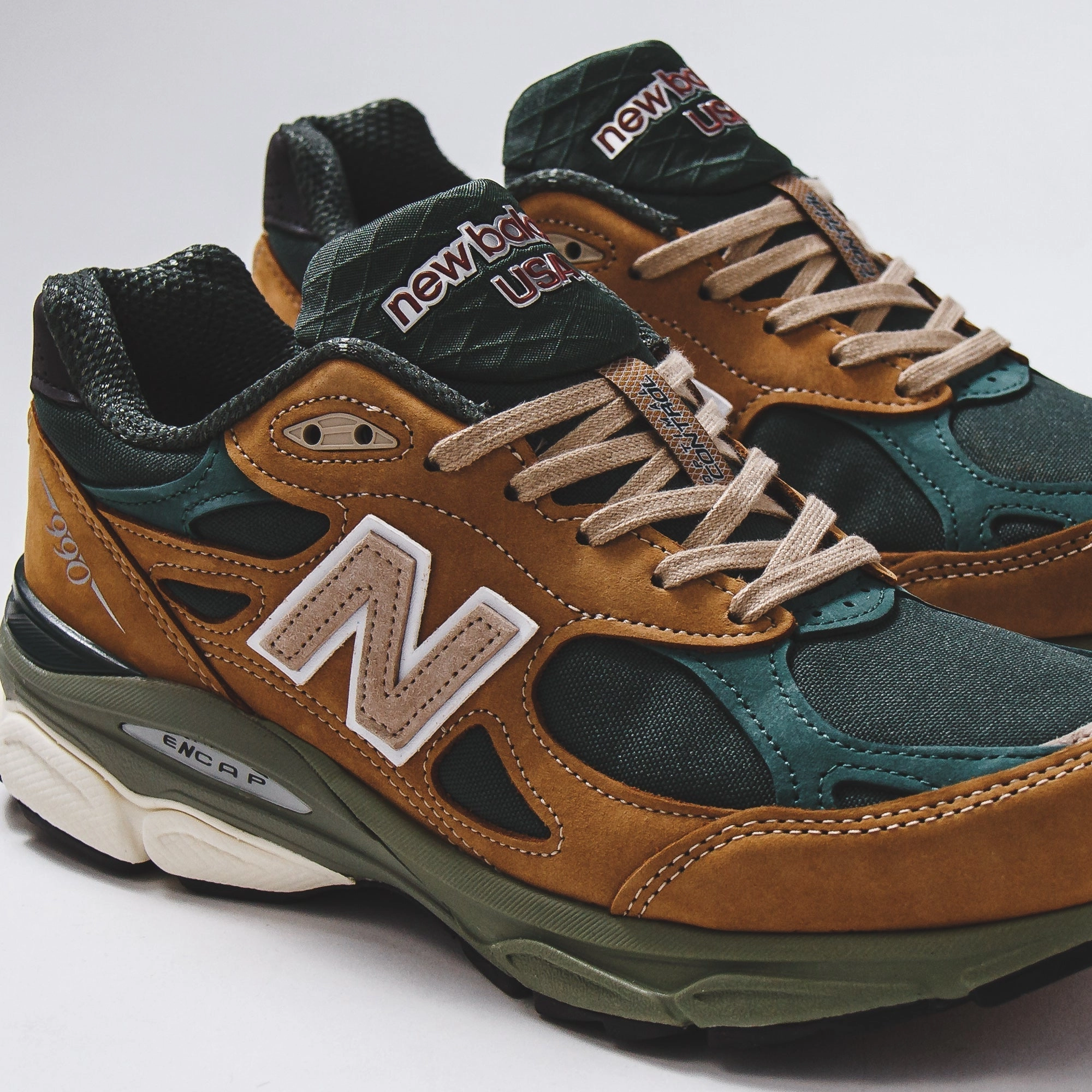 New Balance Men 990v3 Tan Green Made In USA M990WG3 Cool Path