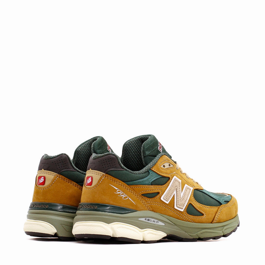 New Balance Men 990v3 Tan Green Made In USA M990WG3 Soft Walk