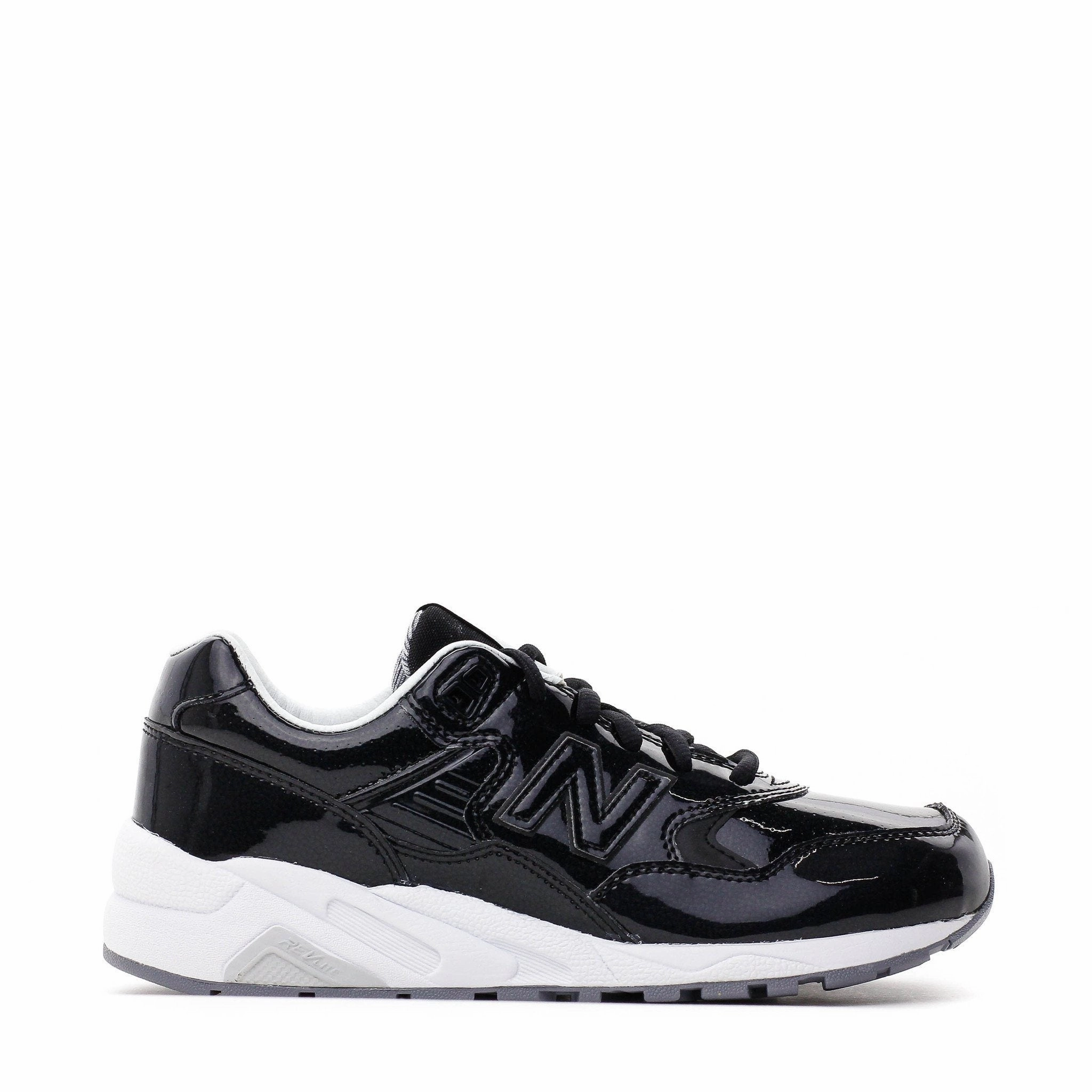 NEW BALANCE REVLITE WOMEN PATENT LEATHER BLACK SILVER WRT580MT Long Lasting