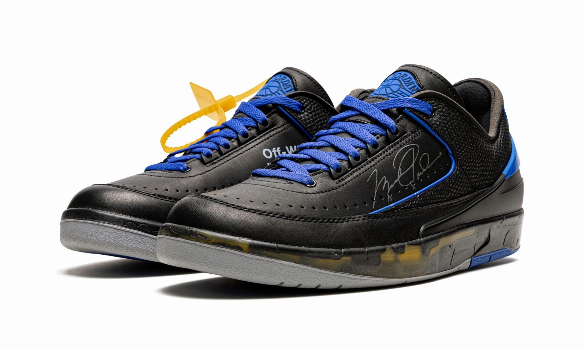Off-White x Air Jordan 2 Retro Low SP Black Varsity Royal Light Design