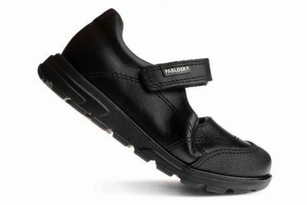 Pablosky Mary Jane School Shoe - Black Adjustable support