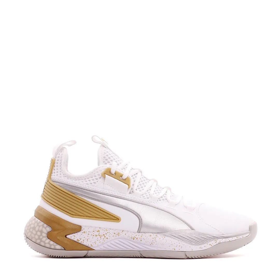 Puma Basketball Uproar Hybrid Court White Metallic Silver Men 192775-09 Comfort Technology