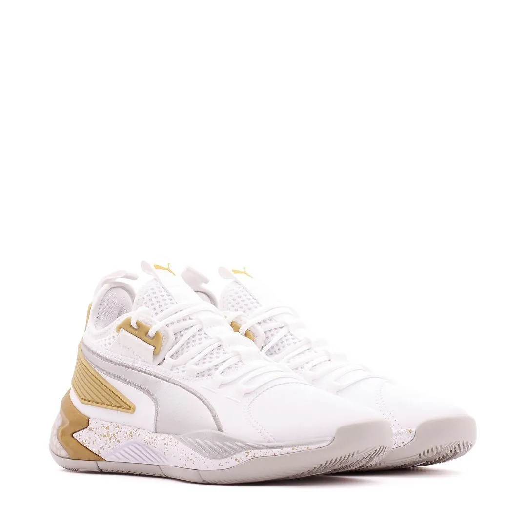 Puma Basketball Uproar Hybrid Court White Metallic Silver Men 192775-09 Comfort Technology